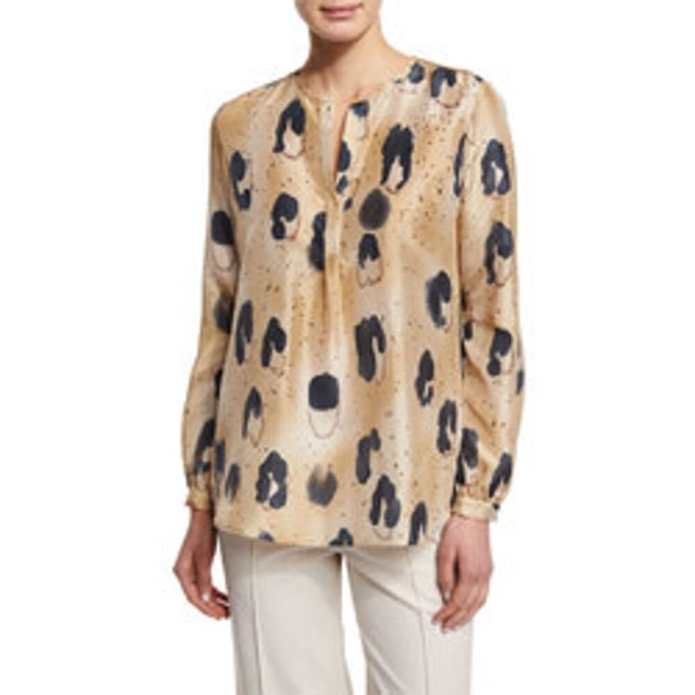 Lafayette 148 Libby Split Neck Printed Blouse Cha… - image 2